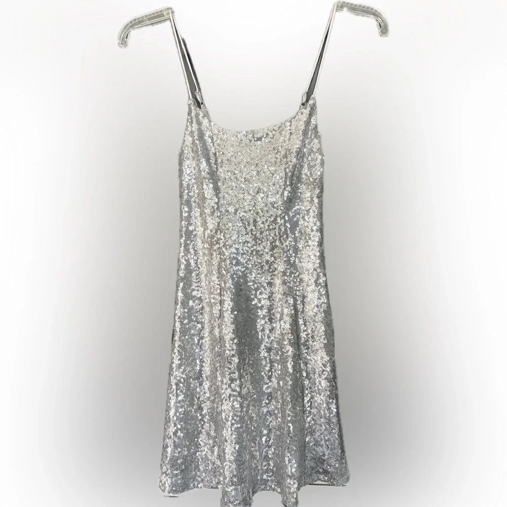 Urban Outfitters silver sequin mini dress. Size XS